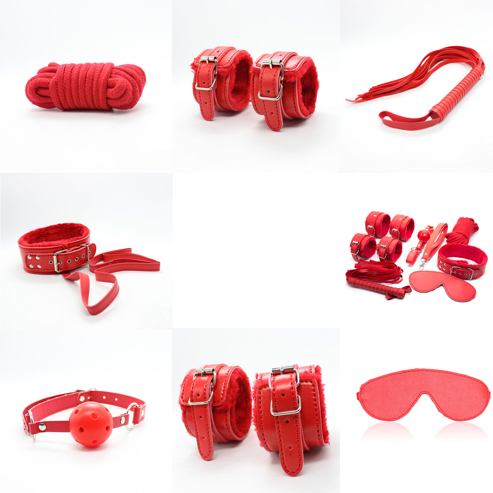 7 Piece Bondage Set Red