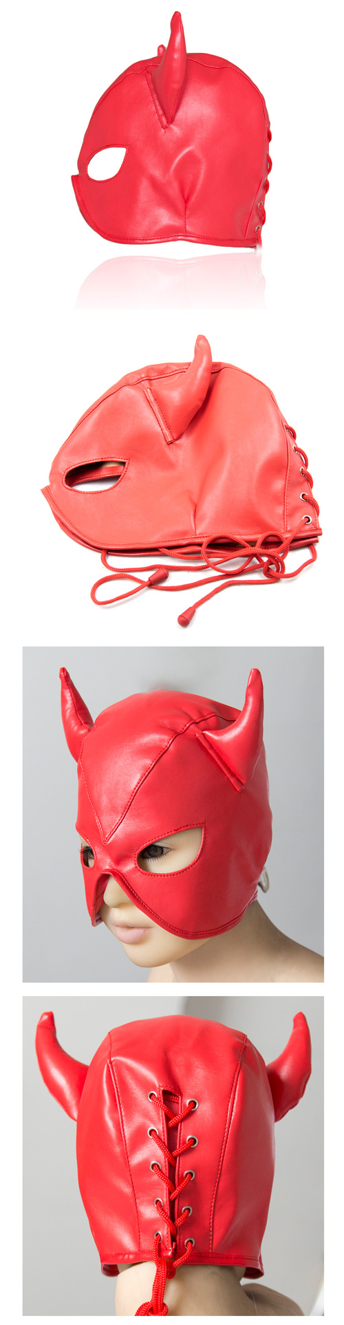 Bull Demon Hood Mask Red