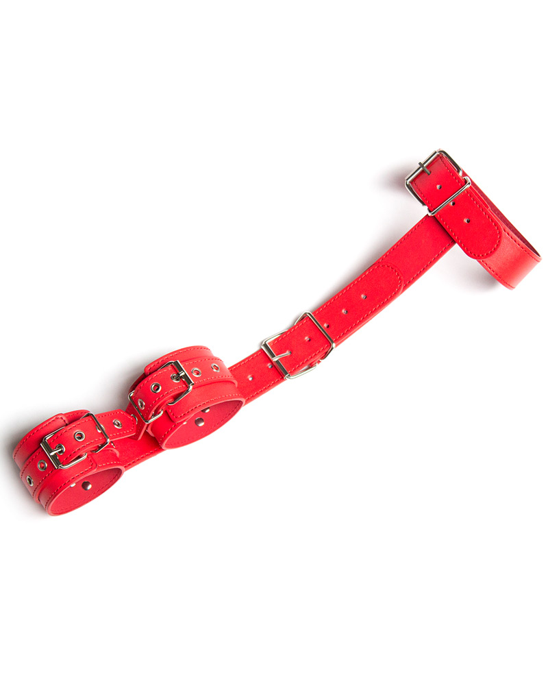 Hand Wrist Cuffs & Choker Collar Red