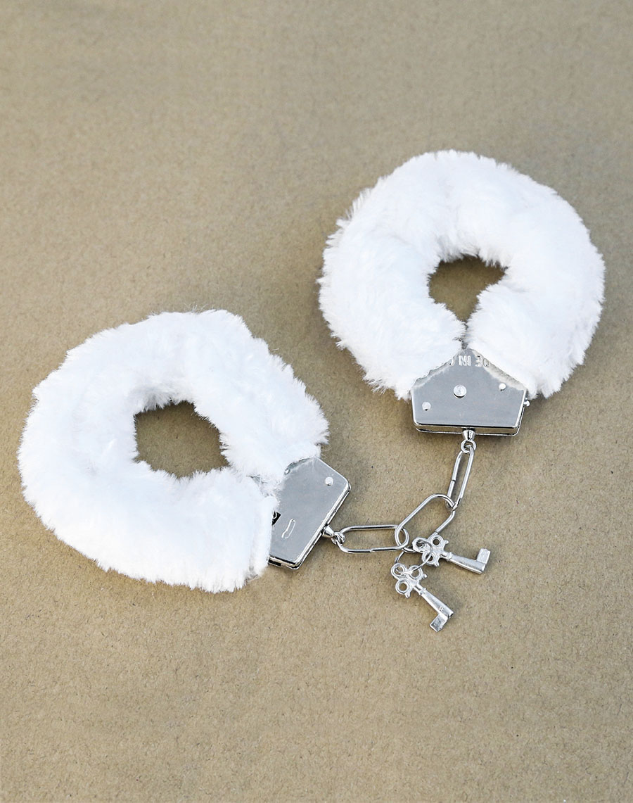 Furry Fuzzy Handcuffs White