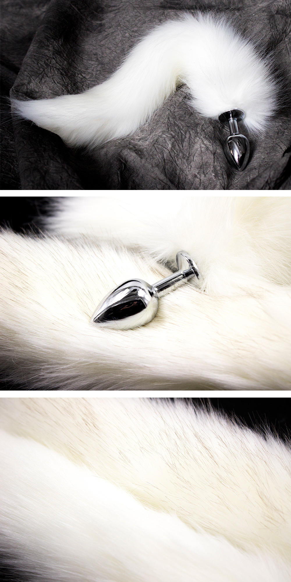 Faux Fox Tail Anal Plug White