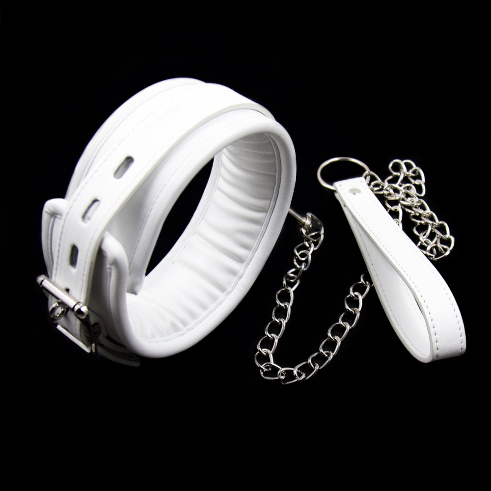 White PU Leather Collar and Leash Set