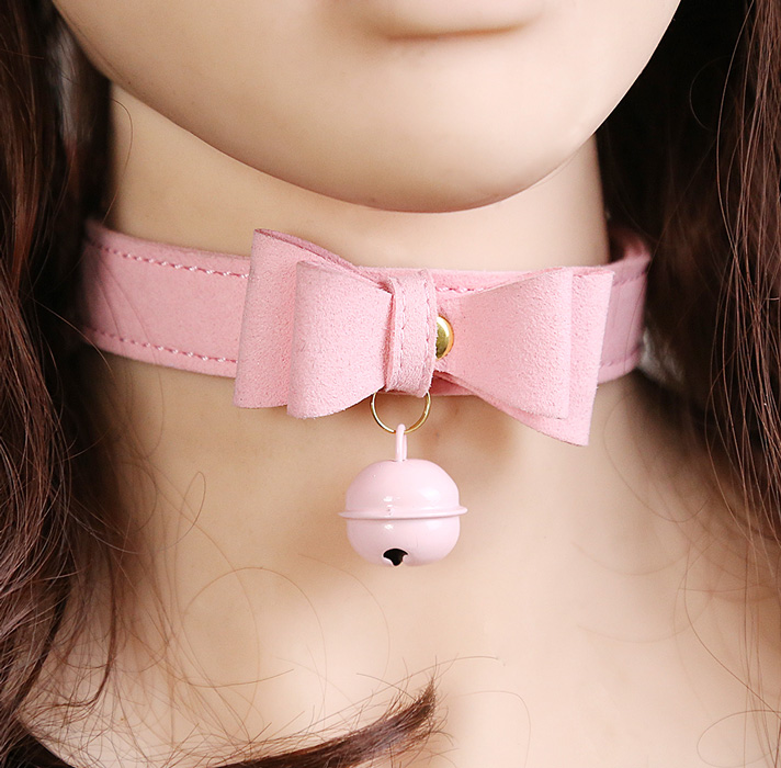 Pink Bow Collar with Bell