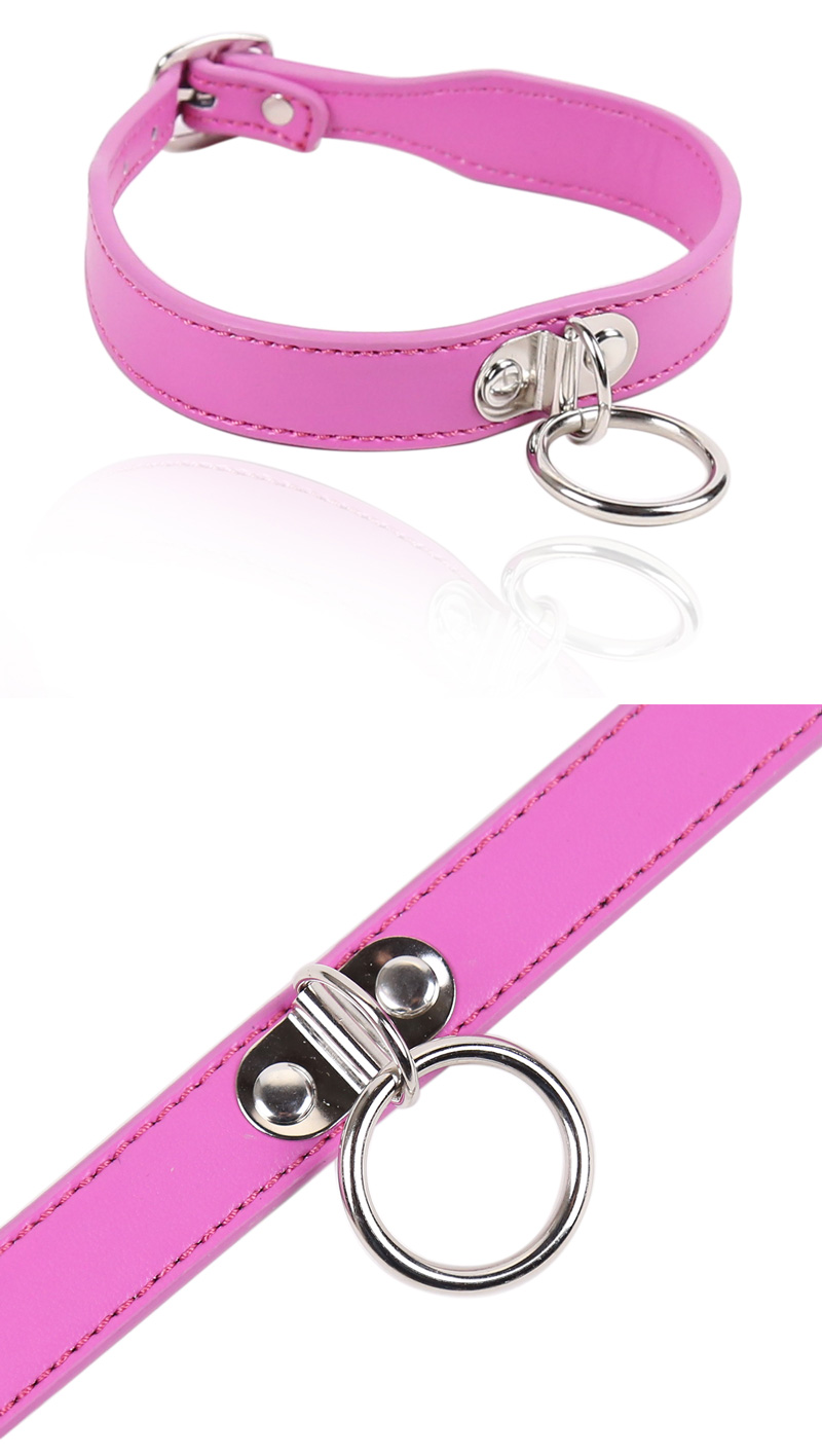 Pink PU Collar with Ring