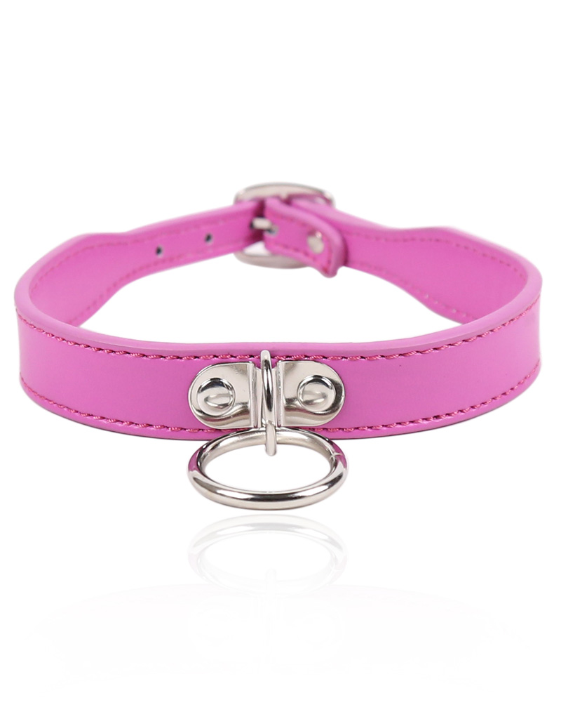 Pink PU Collar with Ring