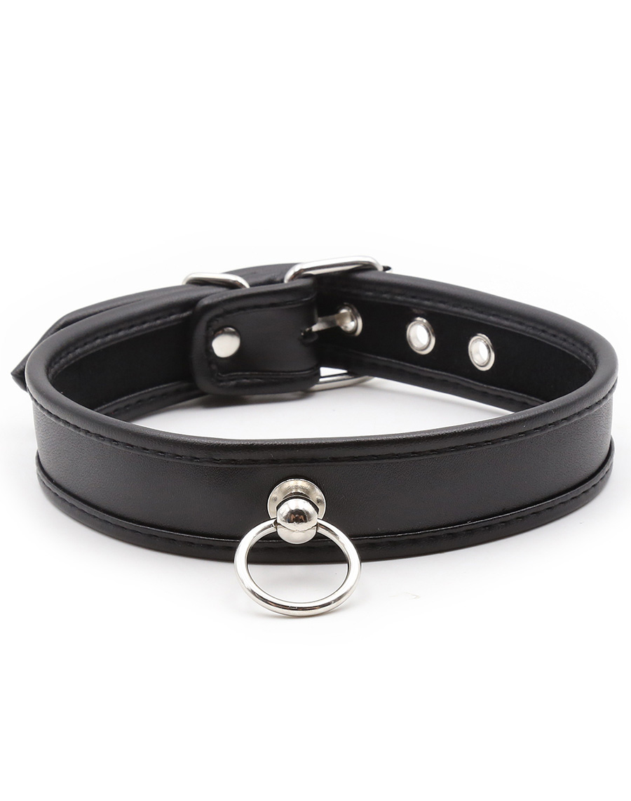 Adjustable PU Leather Choker Collar Black