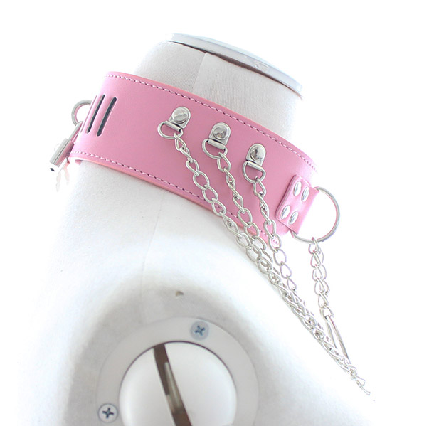 PU Leather Punk Choker Collar Pink