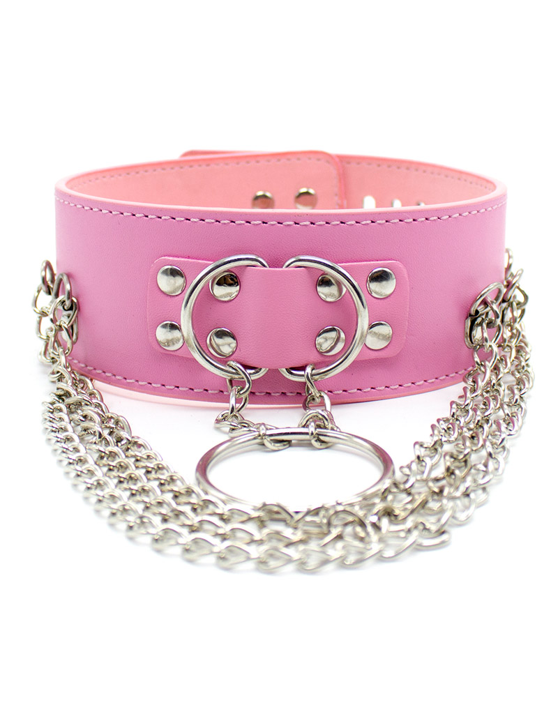 PU Leather Punk Choker Collar Pink