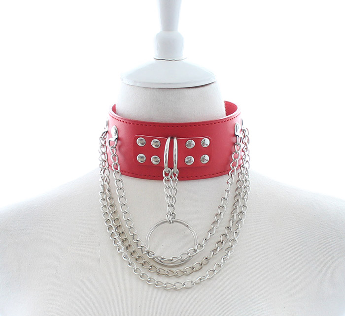 PU Leather Punk Choker Collar Red