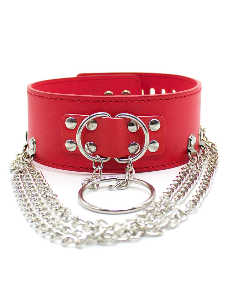 PU Leather Punk Choker Collar Red