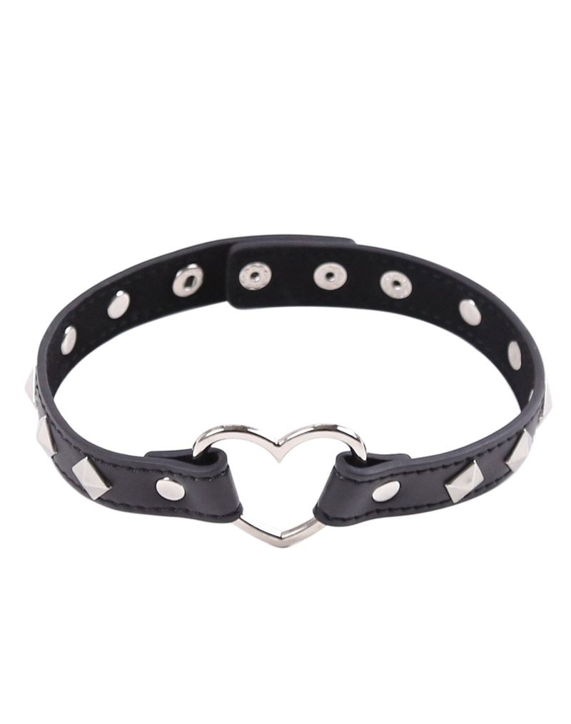 Punk PU Collar with Heart Link