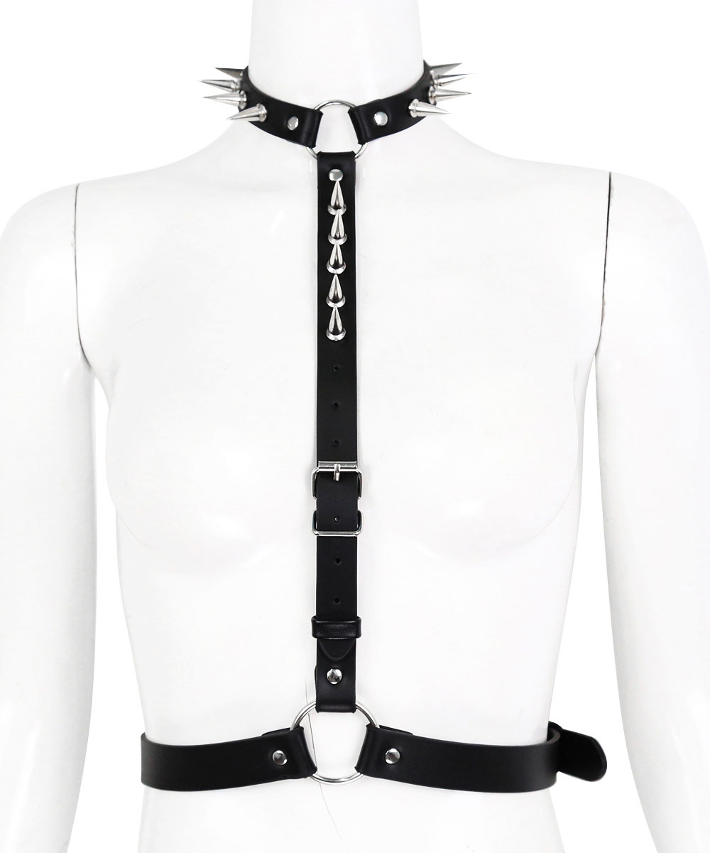 Studded PU Leather Harness Top