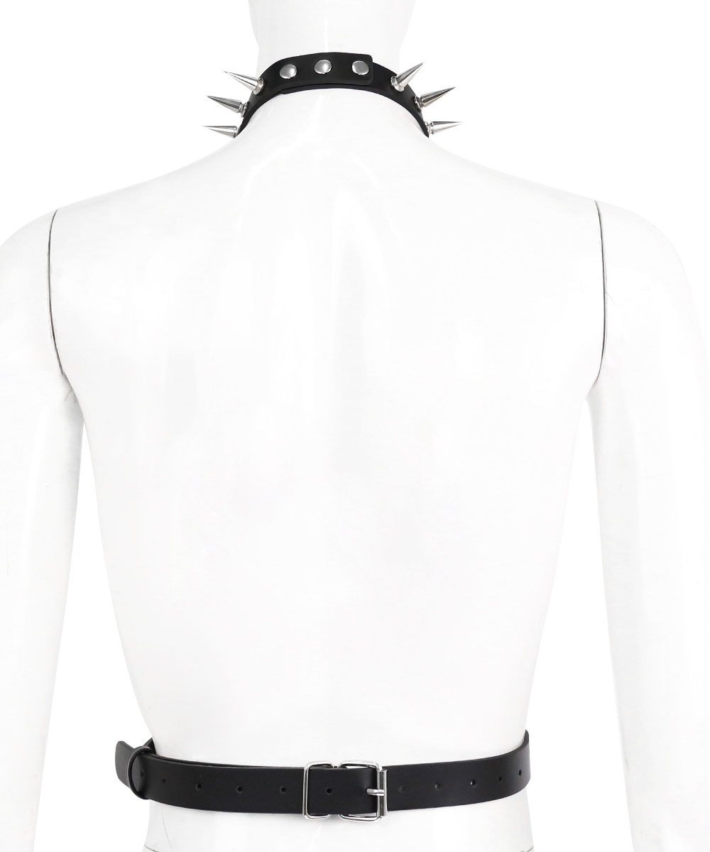 Studded PU Leather Harness Top