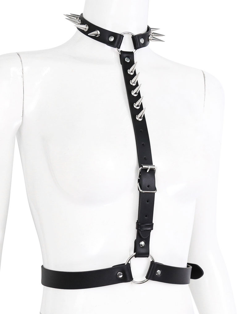 Studded PU Leather Harness Top