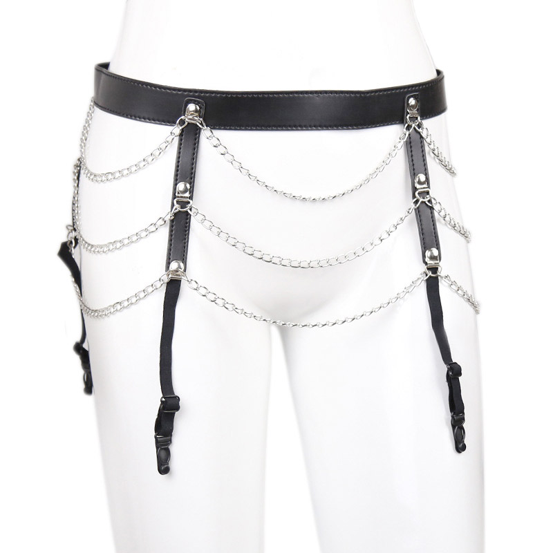 PU Leather Waist Belt with Garters