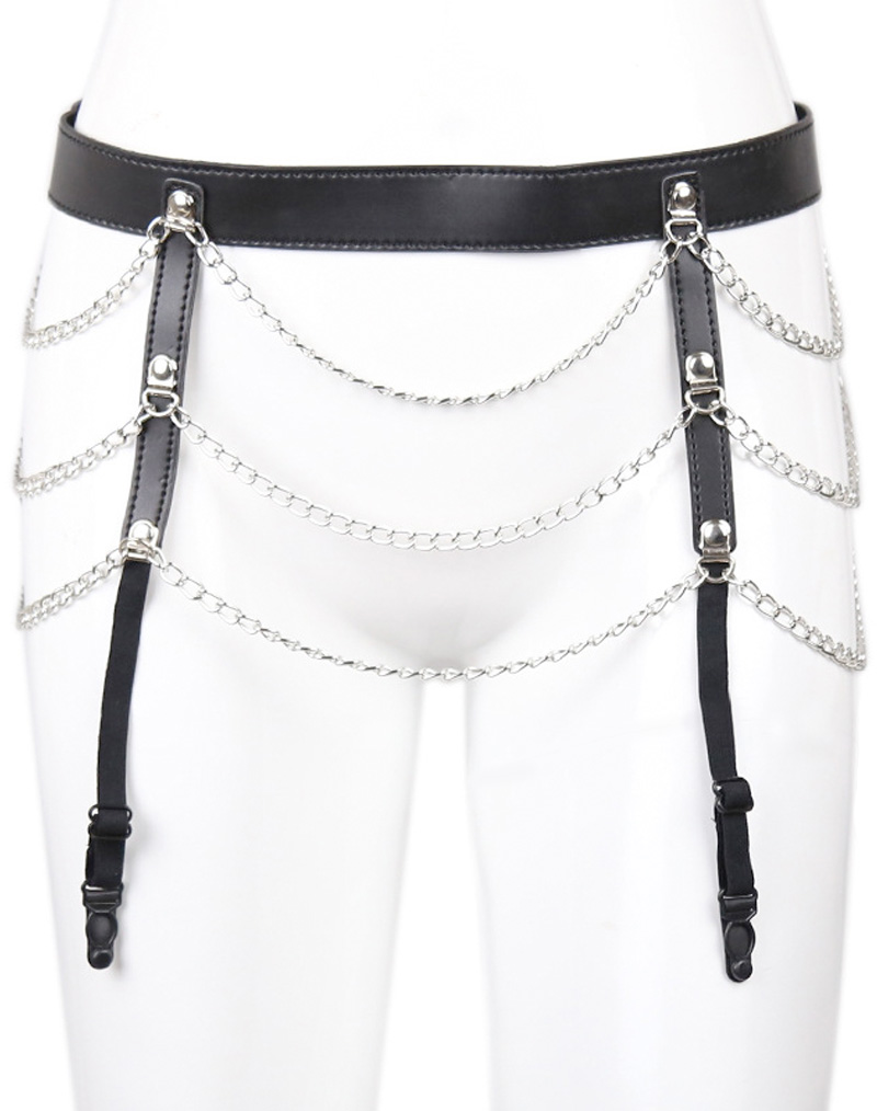 PU Leather Waist Belt with Garters