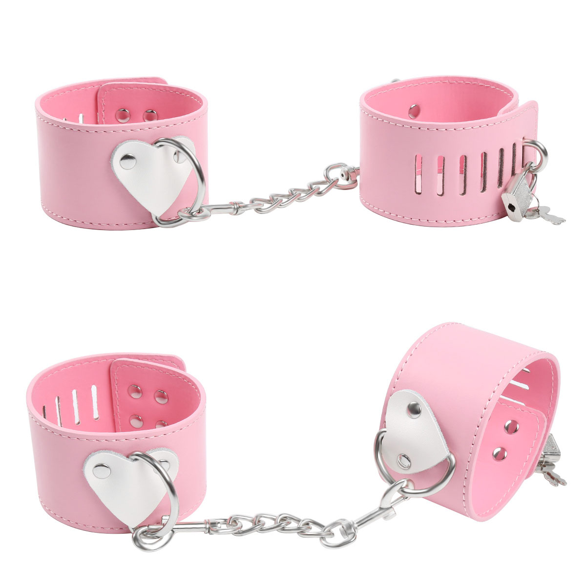 Pink Pu Lockable Handcuffs