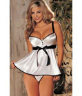 Bra Top Babydoll With Satin Front White