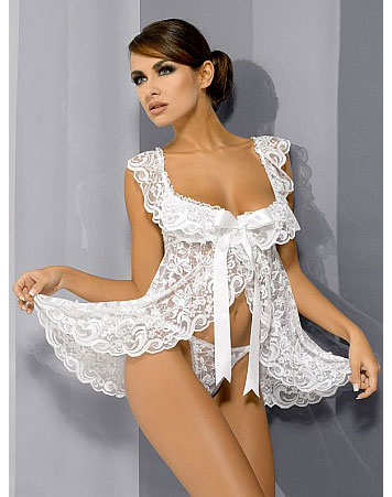 Beauty Floral Lace Babydoll White