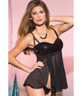 Sequin and Mesh Babydoll and G-String