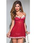 Scalloped Lace and Mesh Halter Babydoll