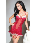 Scalloped Lace and Mesh Halter Chemise