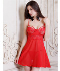 Exposed Lace Babydoll Red