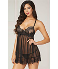 Bed of Roses Babydoll Set Black