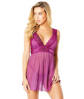 Mesh and Lace Babydoll Set Purple