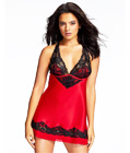 Satin Wireless Babydoll Red