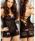 Lace Up Babydoll with Satin Pink Bows