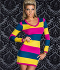 Stripes Long Sleeve Dress Pink