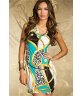 Multicolor Chain Prints Dress Green