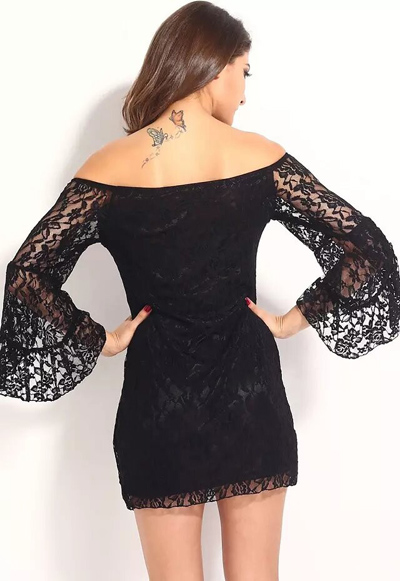 black lace lingerie gown