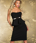 Strapless Trend Peplum Dress Black
