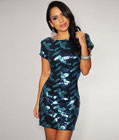 Backless Sequins Dress Blue