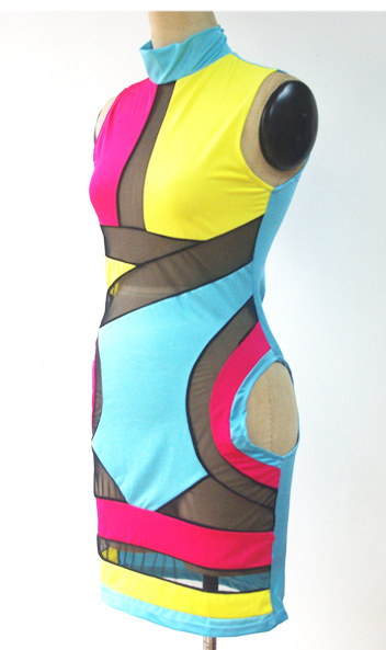 Lady Patchwork Bodycon Dress