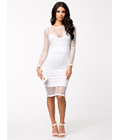 White Netted Cutout Midi Dress