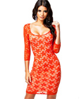 Orange Crochet Illusion Midi Dress