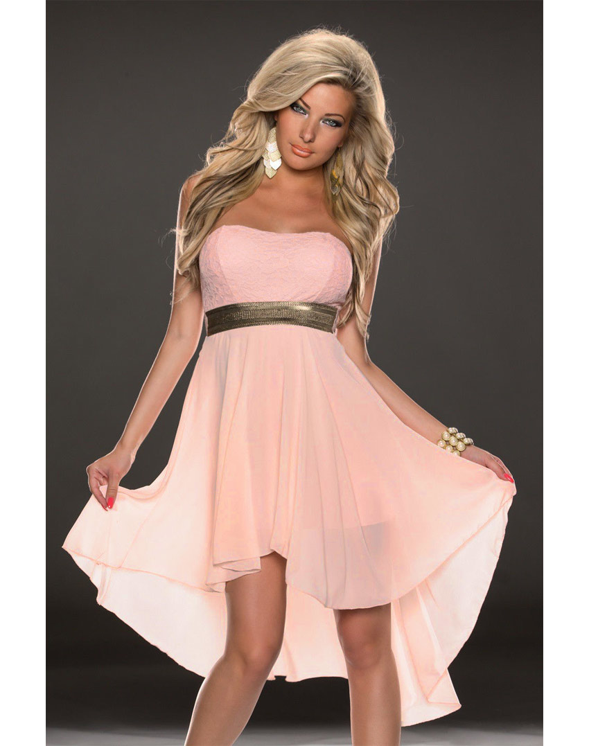 Fashoin Chiffon Tube Dress Pink