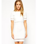 Sheer & Solid Crop Top Bodycon Dress White