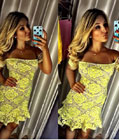 Off Shoulder Yellow Lace Dress