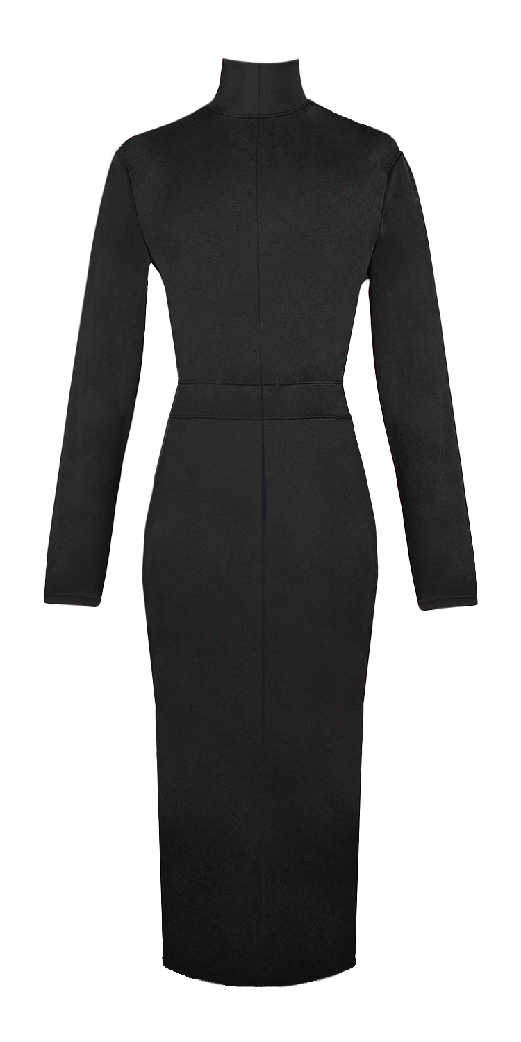 Celebrity Long Sleeve Bodycon Dress Black