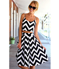 Stripe Spaghetti Midi Skirt Two Piece Set