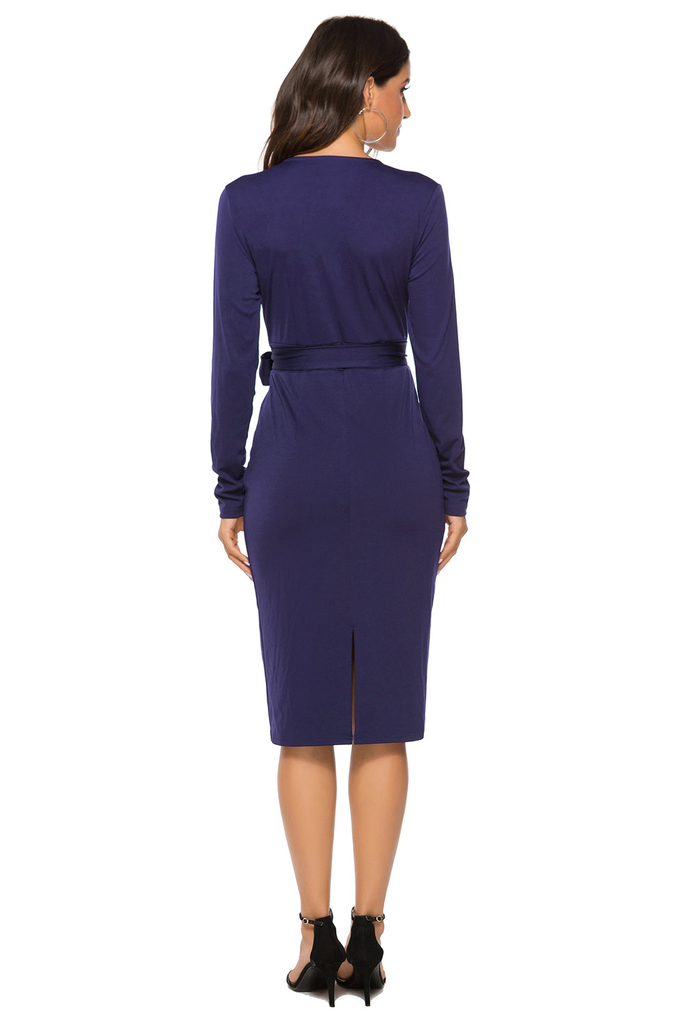 Sexy V Neck Midi Dress Purple