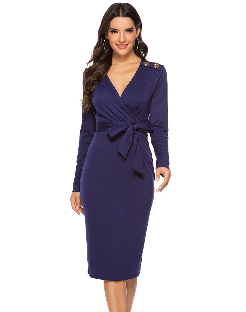 Sexy V Neck Midi Dress Purple