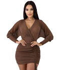 Sexy Mesh Mini Dress Brown