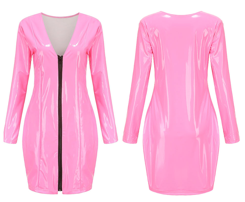 Wetlook Deep-V Dress Pink