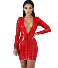 Wetlook Deep-V Dress Red