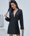 Metallic Stretch Yarn Dress Black